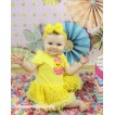 Easter Yellow Baby Bodysuit Rosettes Pettiskirt & Chick Egg Print JS5022